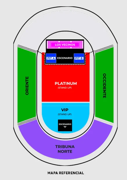 Mapa del Estadio Nacional - Zonas de Bad Bunny